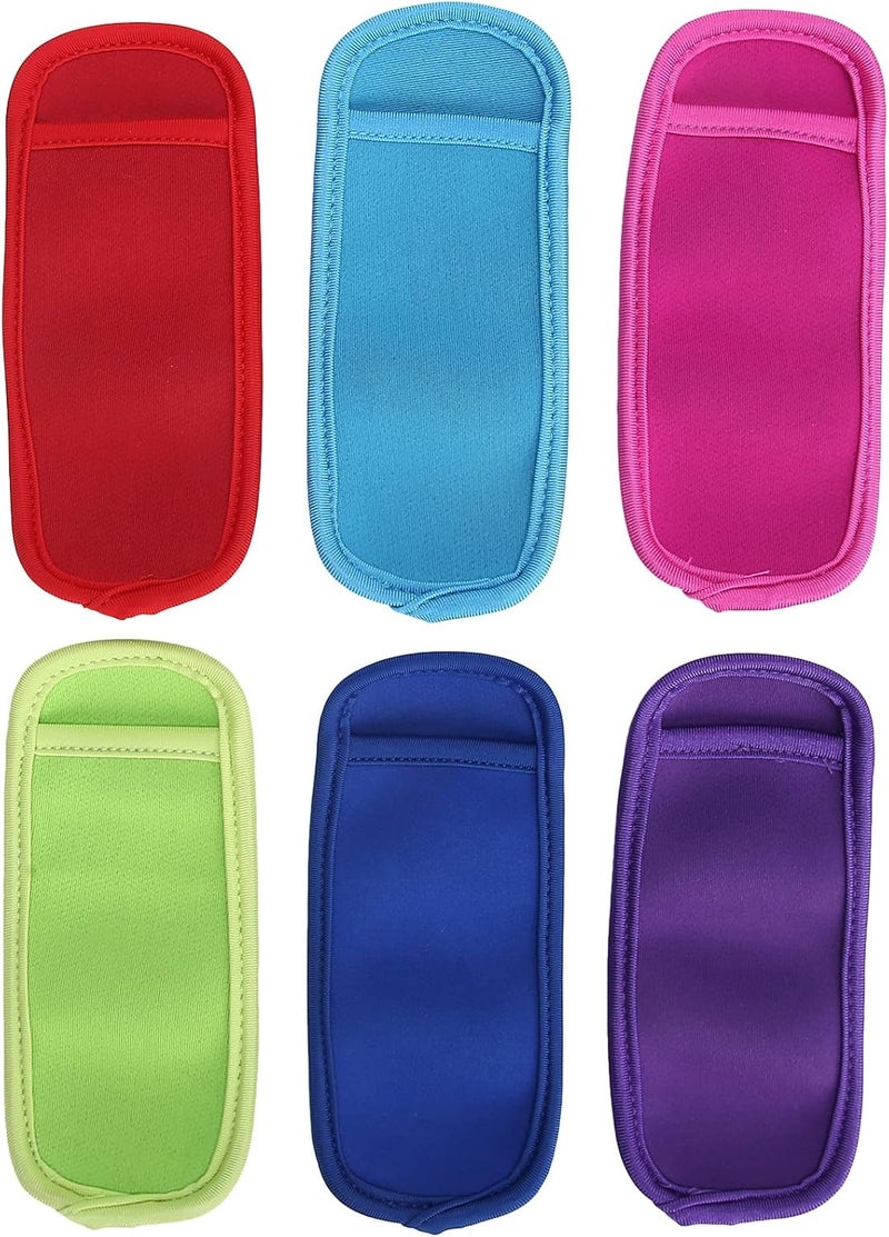 woobles 6pcs Reusable Popsicle Bags, Ice Pop Sleeves Antifreezing Sleeves, Neoprene Ice Pop Sleeves Portable Popsicle Holder Bags, 6 Colors Ice Freezer Protective Cover for Kids Party - Image 5